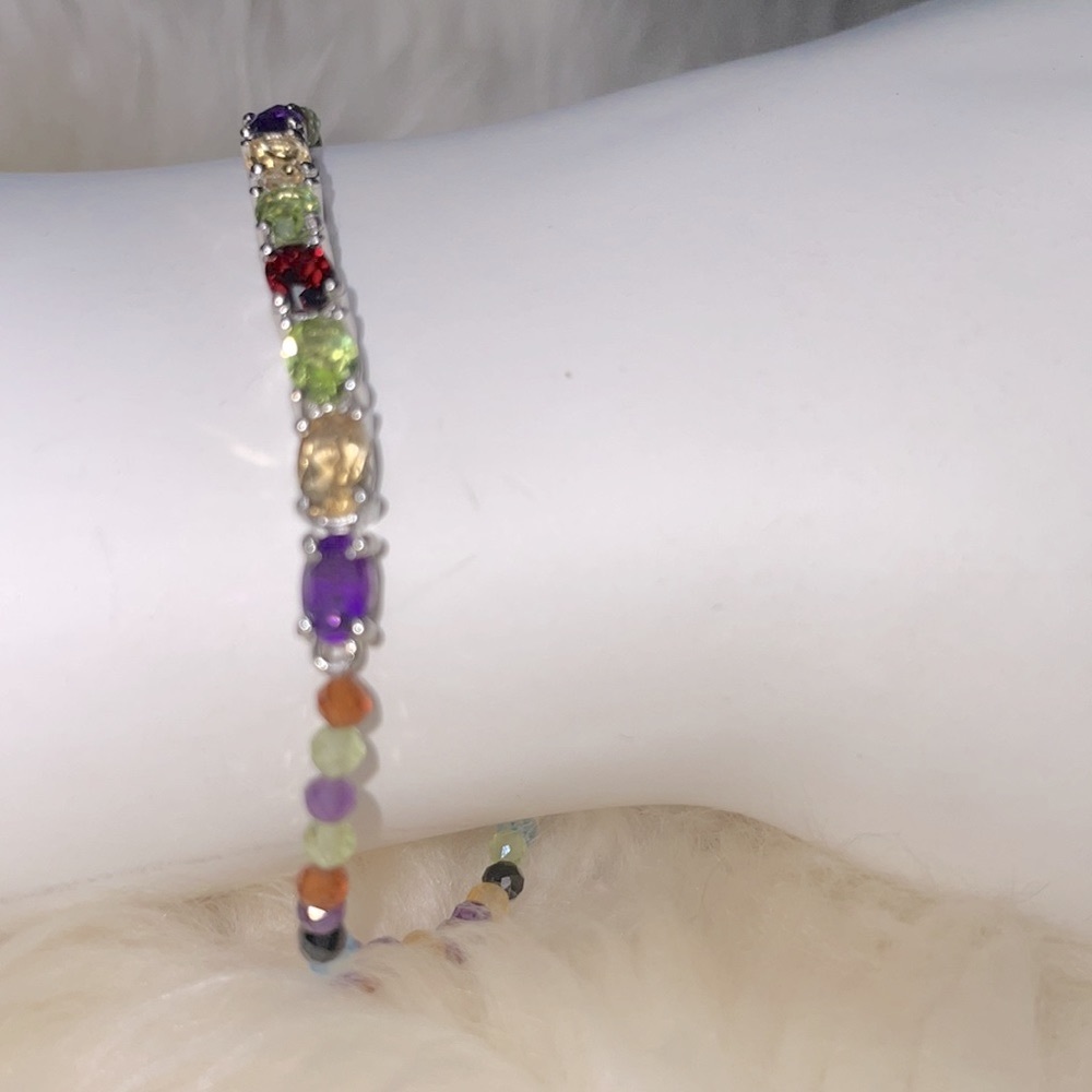 Multi-gemstone Bracelet in Platinum Bond